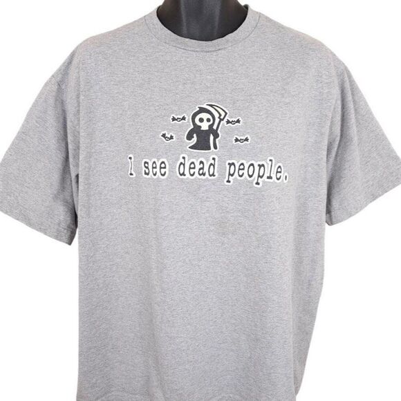 Vintage I See Dead People T Shirt Mens Size XL Gray Y2K Glow In The Dark - Picture 1 of 7